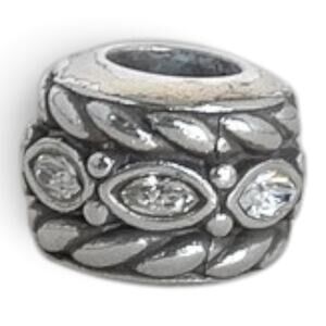 Brighton Quintet Spacer Bead Crystal Charm Bracelet Silver Plated Retired